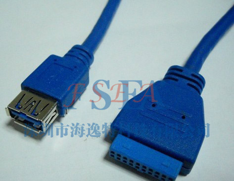 USB3.0 19pin母=USB3.0 A母机内连接线机箱前置接口
